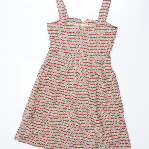 Great Plains London Womens Multicoloured Geometric Cotton A-Line Size XS Square Neck Zip