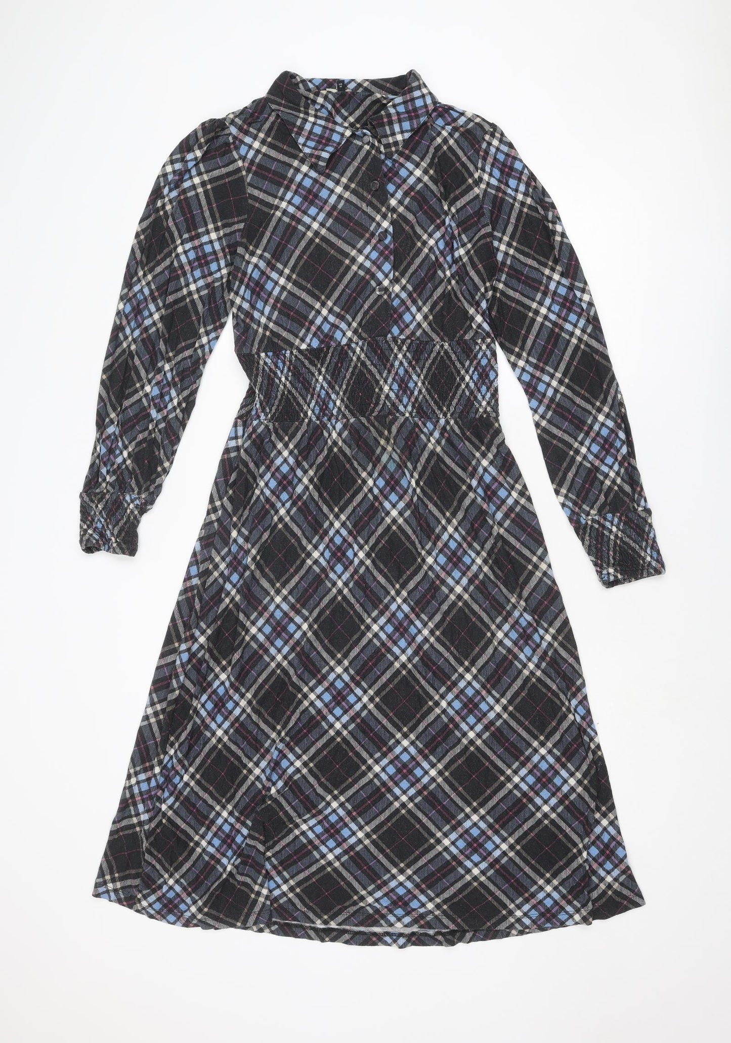NEXT Womens Multicoloured Geometric Viscose A-Line Size 12 Collared Button