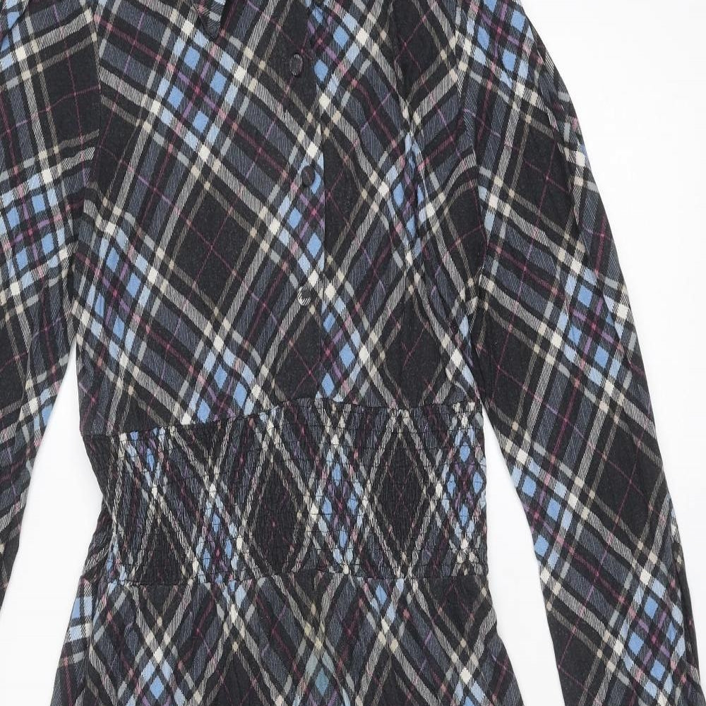 NEXT Womens Multicoloured Geometric Viscose A-Line Size 12 Collared Button
