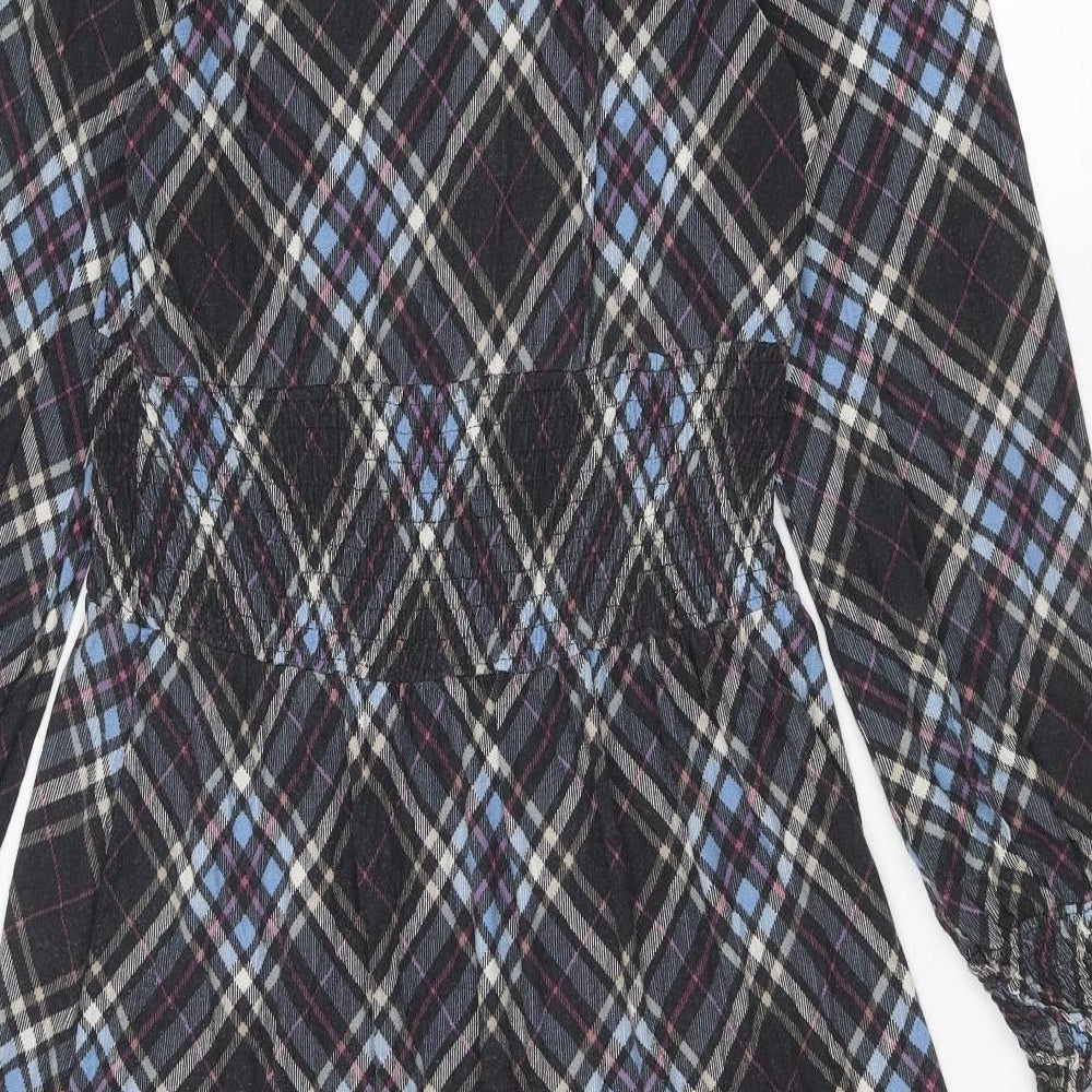 NEXT Womens Multicoloured Geometric Viscose A-Line Size 12 Collared Button