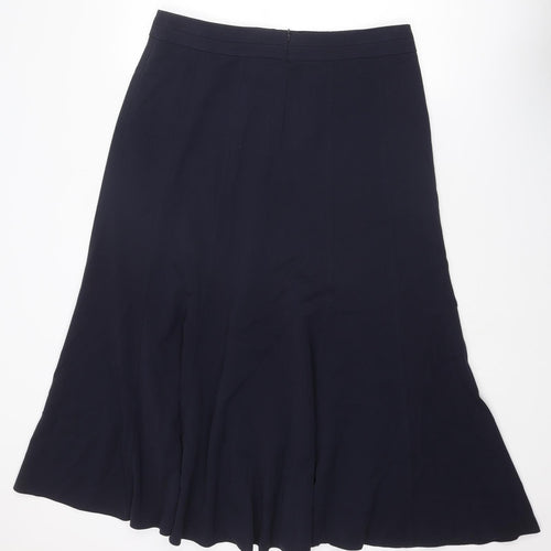 Marks and Spencer Womens Blue Polyester Swing Skirt Size 16 Zip