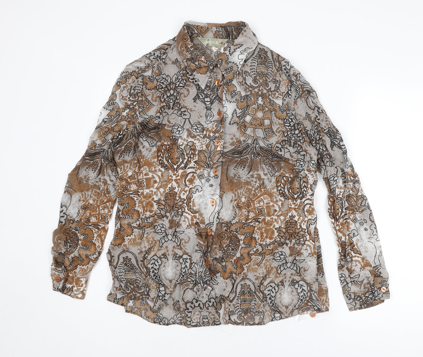Andre De Brett Womens Multicoloured Paisley Viscose Basic Button-Up Size 16 Collared