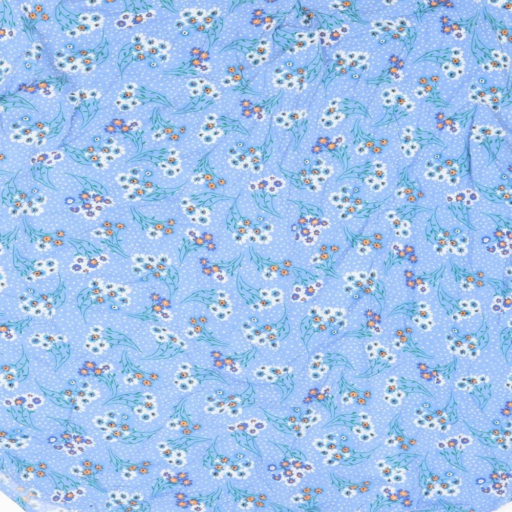 Marks and Spencer Womens Blue Geometric Viscose Basic Button-Up Size 22 Collared