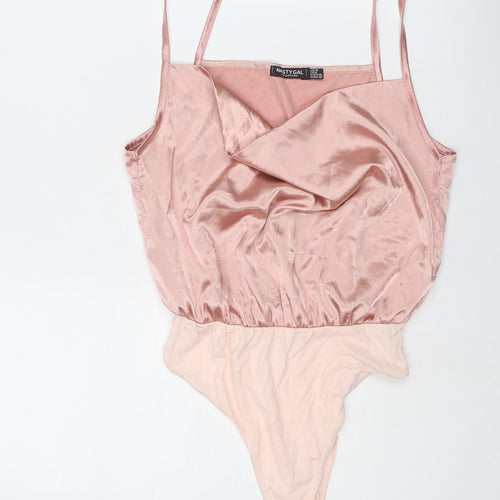 Nasty Gal Womens Pink Polyester Bodysuit One-Piece Size 10 Snap