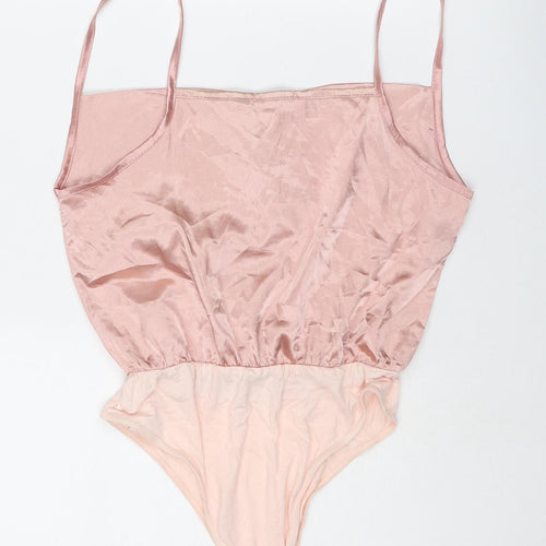 Nasty Gal Womens Pink Polyester Bodysuit One-Piece Size 10 Snap