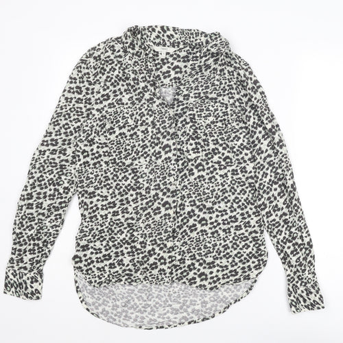 NEXT Womens Multicoloured Animal Print Viscose Basic Button-Up Size 6 Collared - Leopard Print