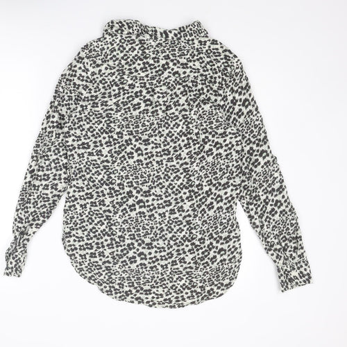 NEXT Womens Multicoloured Animal Print Viscose Basic Button-Up Size 6 Collared - Leopard Print