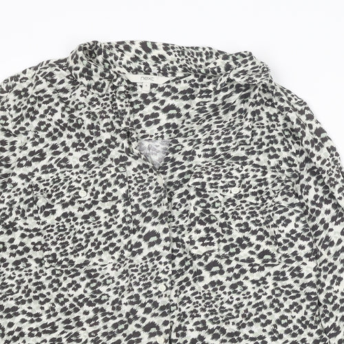 NEXT Womens Multicoloured Animal Print Viscose Basic Button-Up Size 6 Collared - Leopard Print