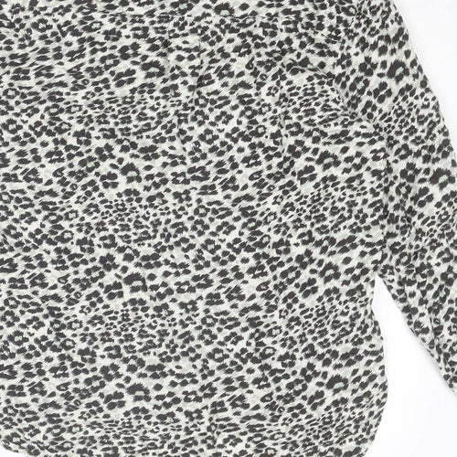 NEXT Womens Multicoloured Animal Print Viscose Basic Button-Up Size 6 Collared - Leopard Print
