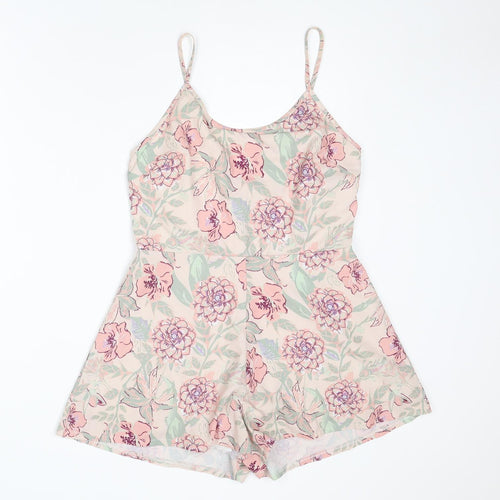 Missguided Womens Pink Fair Isle Polyester Playsuit One-Piece Size 12 L3 in Zip
