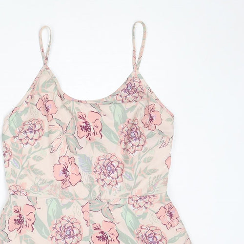 Missguided Womens Pink Fair Isle Polyester Playsuit One-Piece Size 12 L3 in Zip