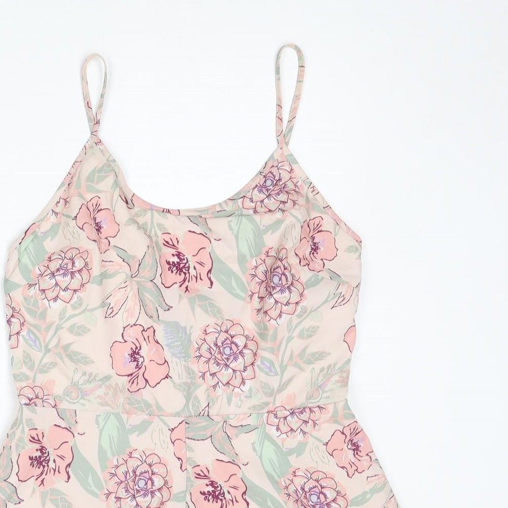 Missguided Womens Pink Fair Isle Polyester Playsuit One-Piece Size 12 L3 in Zip