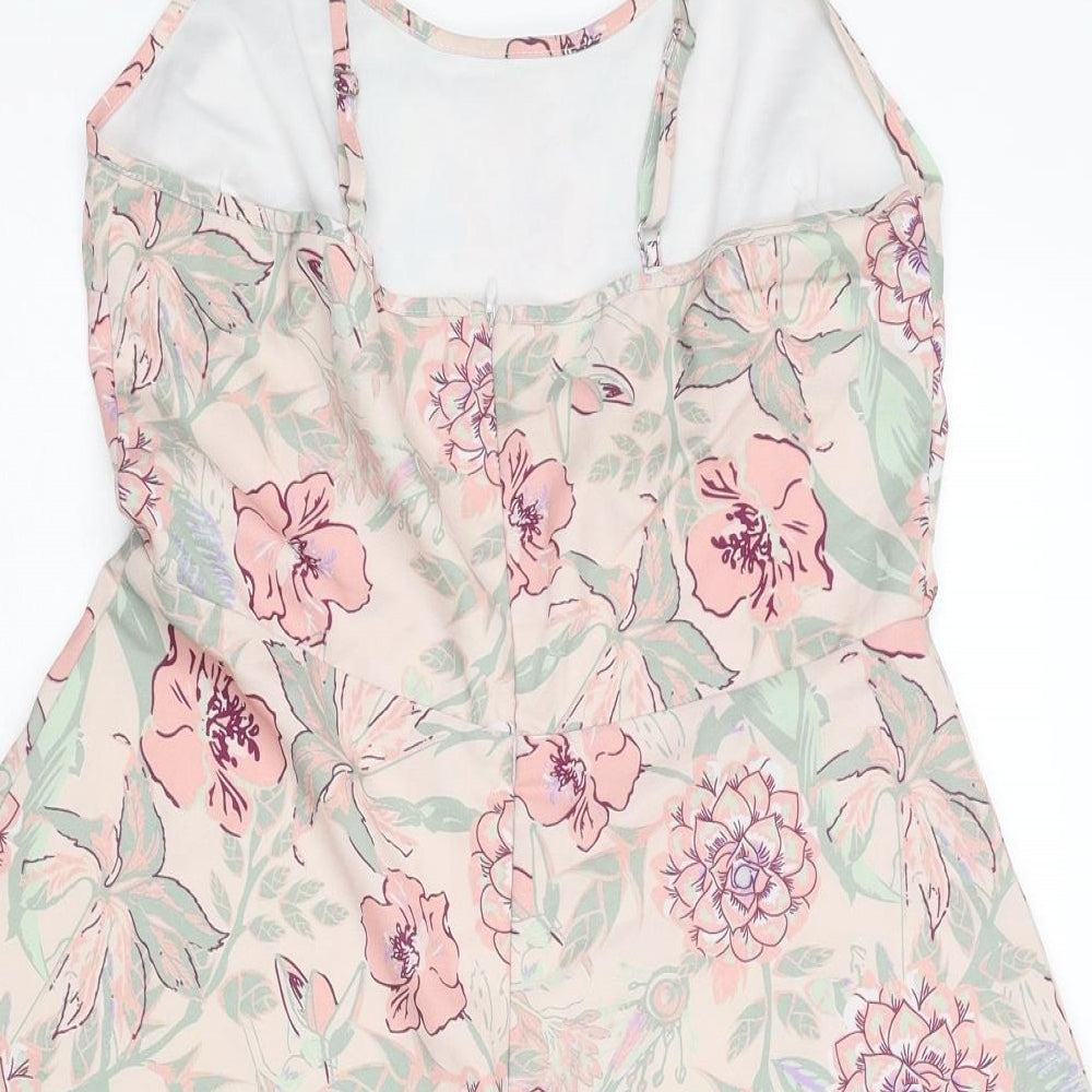 Missguided Womens Pink Fair Isle Polyester Playsuit One-Piece Size 12 L3 in Zip