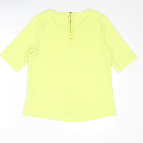 Marks and Spencer Womens Yellow Polyester Basic Blouse Size 12 Round Neck