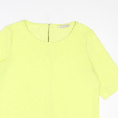 Marks and Spencer Womens Yellow Polyester Basic Blouse Size 12 Round Neck