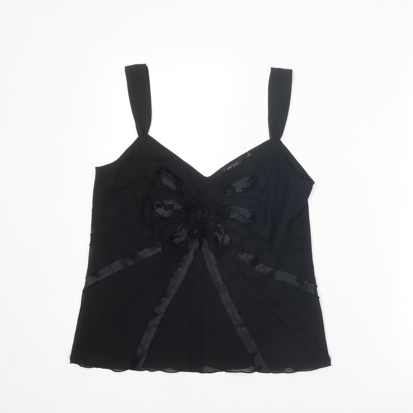 Per Una Womens Black Polyester Basic Tank Size 14 V-Neck