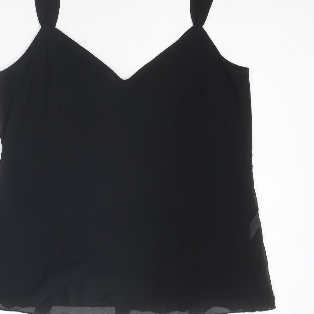 Per Una Womens Black Polyester Basic Tank Size 14 V-Neck