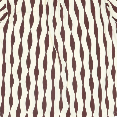 NEXT Womens Brown Geometric Polyester Basic Button-Up Size 12 Round Neck