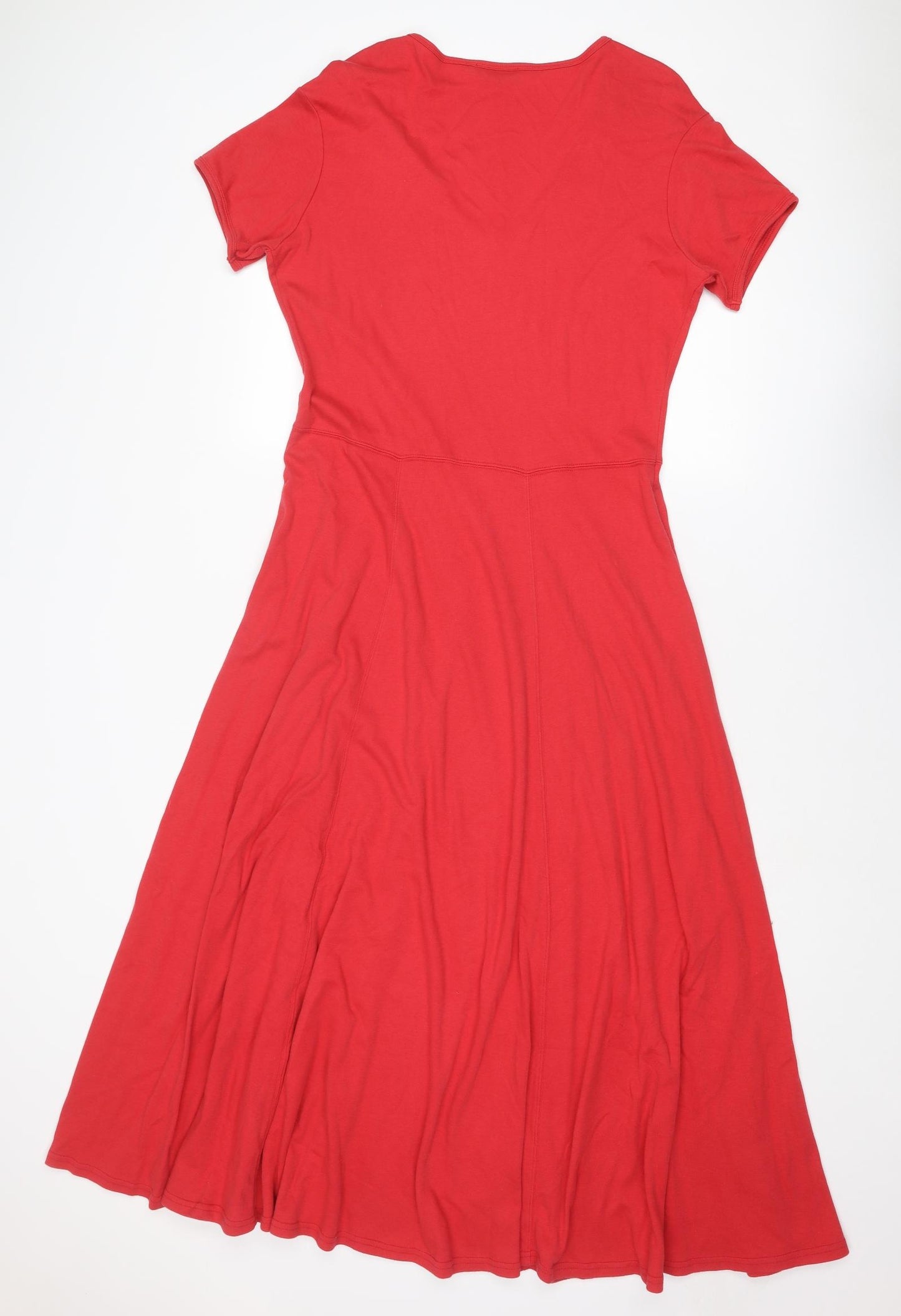 Racing Green Womens Red Cotton A-Line Size 18 V-Neck Pullover