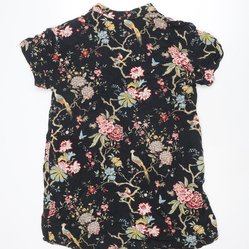 H&M Womens Multicoloured Floral Viscose T-Shirt Dress Size 8 V-Neck Pullover