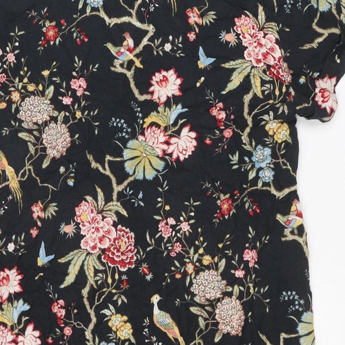 H&M Womens Multicoloured Floral Viscose T-Shirt Dress Size 8 V-Neck Pullover