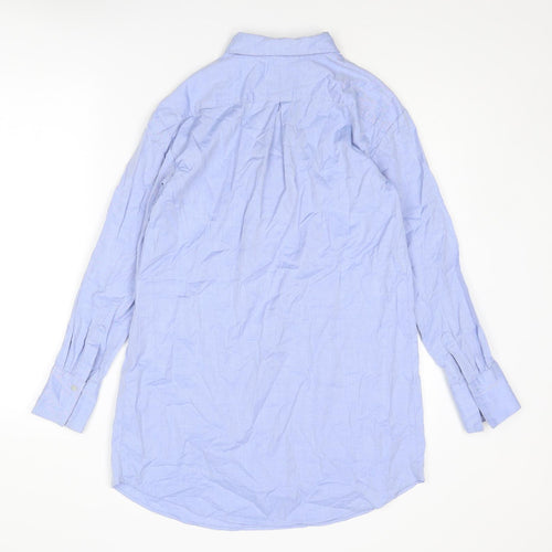 H&M Womens Blue Cotton Shirt Dress Size XS Collared Button