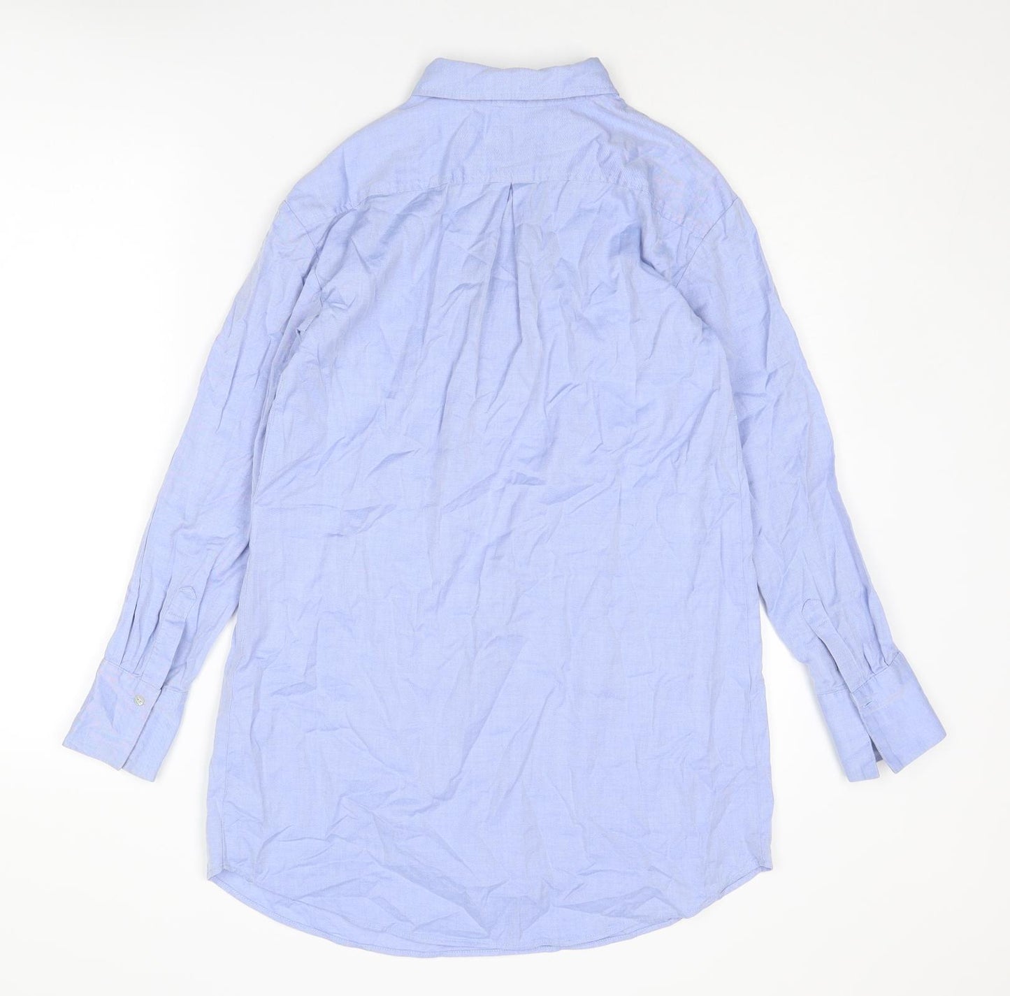 H&M Womens Blue Cotton Shirt Dress Size XS Collared Button
