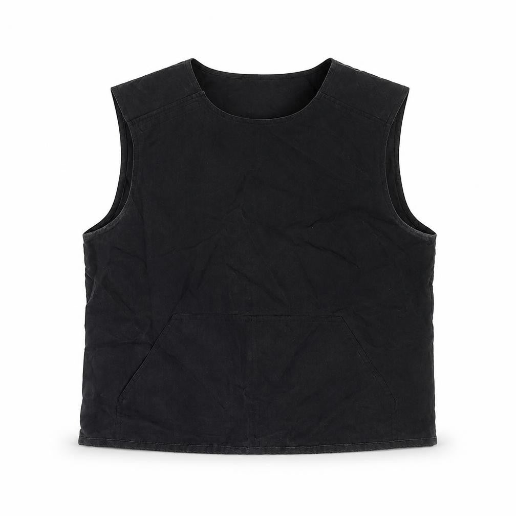 Front view of Oasis women’s black viscose basic tank, size UK 16, round neck