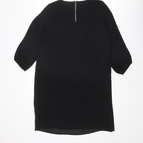 H&M Womens Black Polyester A-Line Size 8 Round Neck Zip