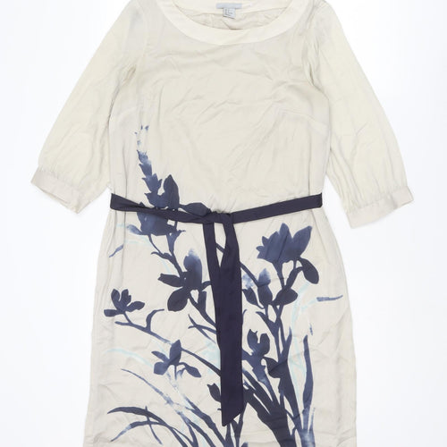 H&M Womens Grey Floral Polyester Shift Size 8 Boat Neck Pullover