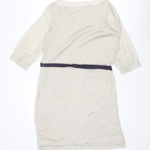 H&M Womens Grey Floral Polyester Shift Size 8 Boat Neck Pullover