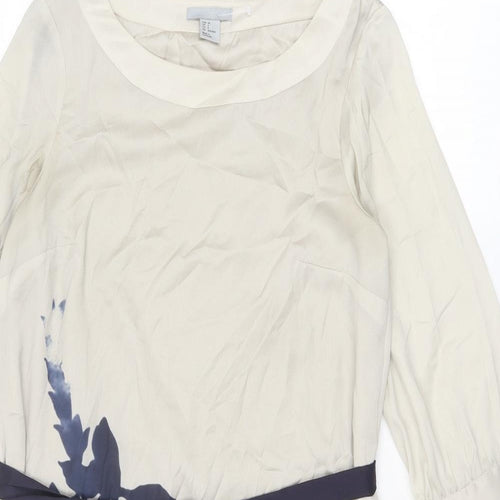 H&M Womens Grey Floral Polyester Shift Size 8 Boat Neck Pullover