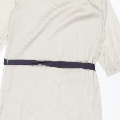 H&M Womens Grey Floral Polyester Shift Size 8 Boat Neck Pullover