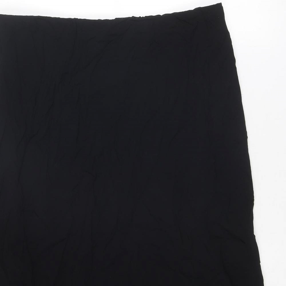 St Michael Womens Black Viscose Swing Skirt Size 20