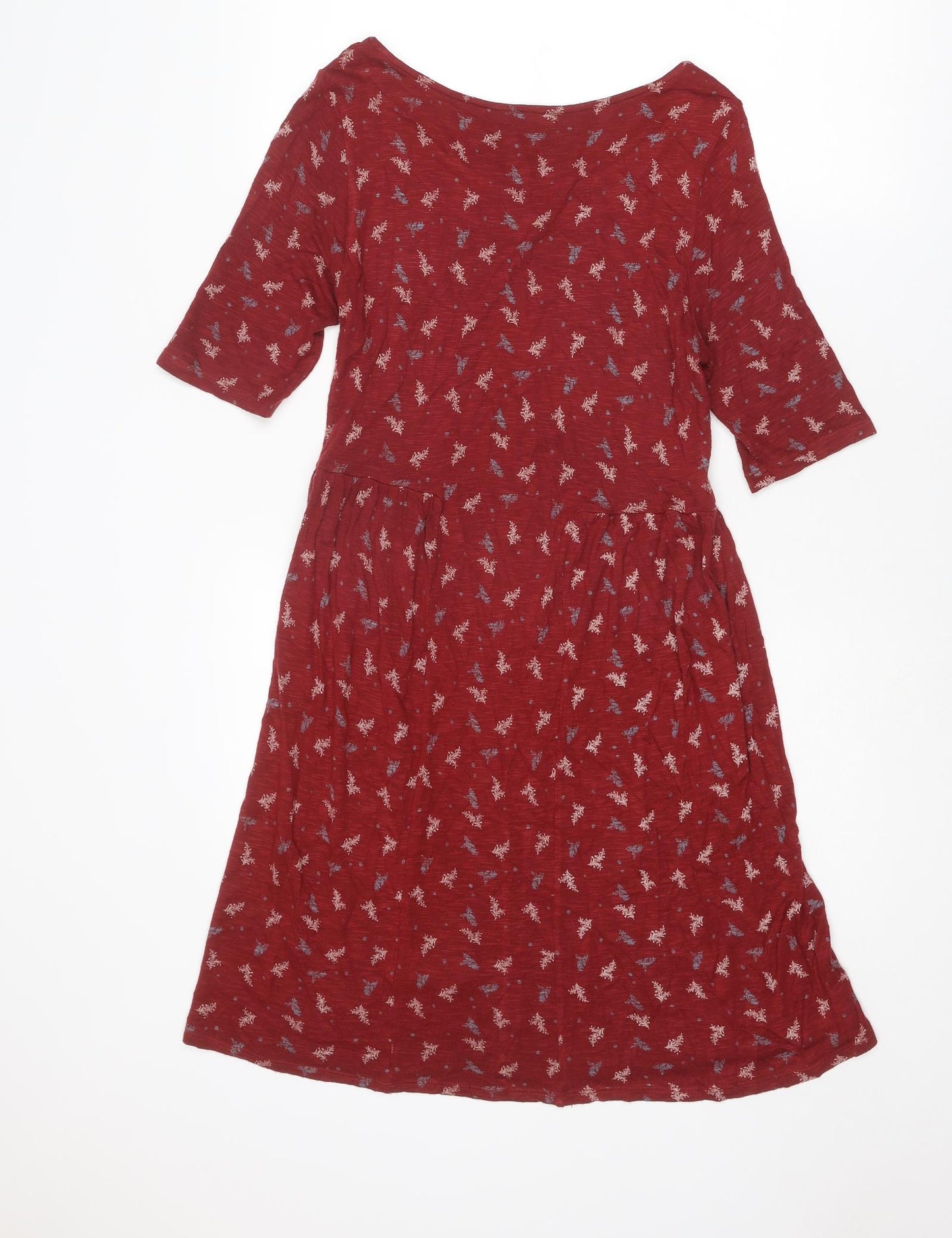 Indigo Womens Red Geometric Viscose A-Line Size 8 Boat Neck Pullover