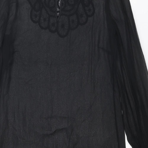 Monsoon Womens Black Polyester Shift Size 10 Boat Neck Button