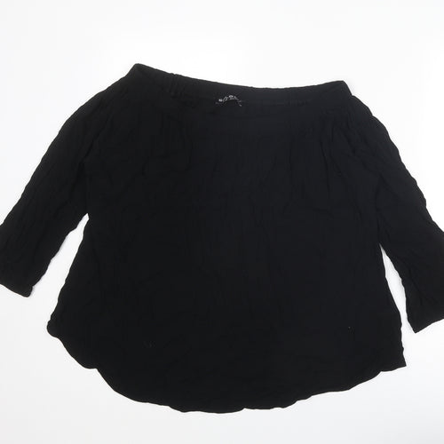 Select Womens Black Viscose Basic Blouse Size 16 Off the Shoulder