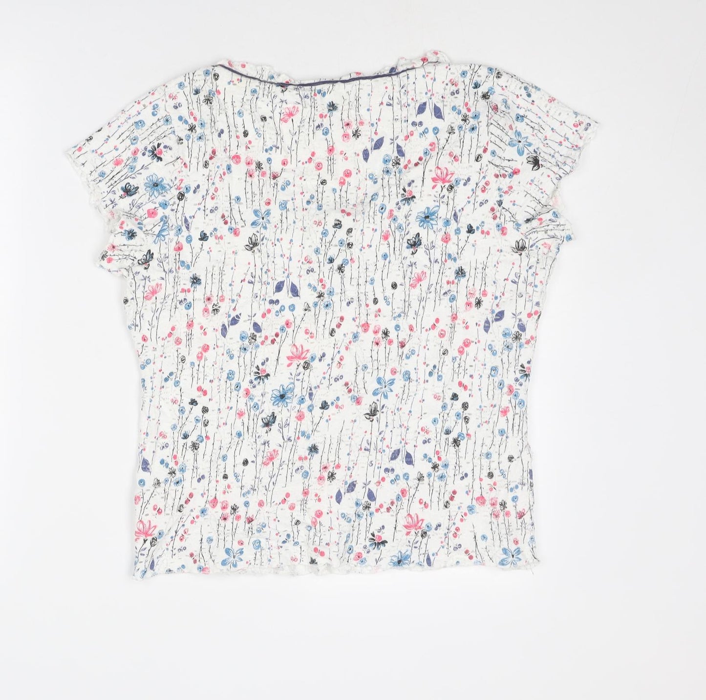 Per Una Womens Multicoloured Geometric Viscose Basic T-Shirt Size 16 Round Neck