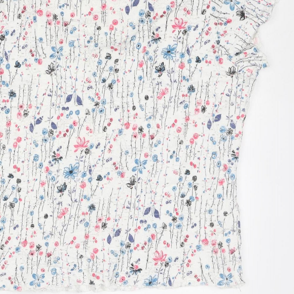 Per Una Womens Multicoloured Geometric Viscose Basic T-Shirt Size 16 Round Neck