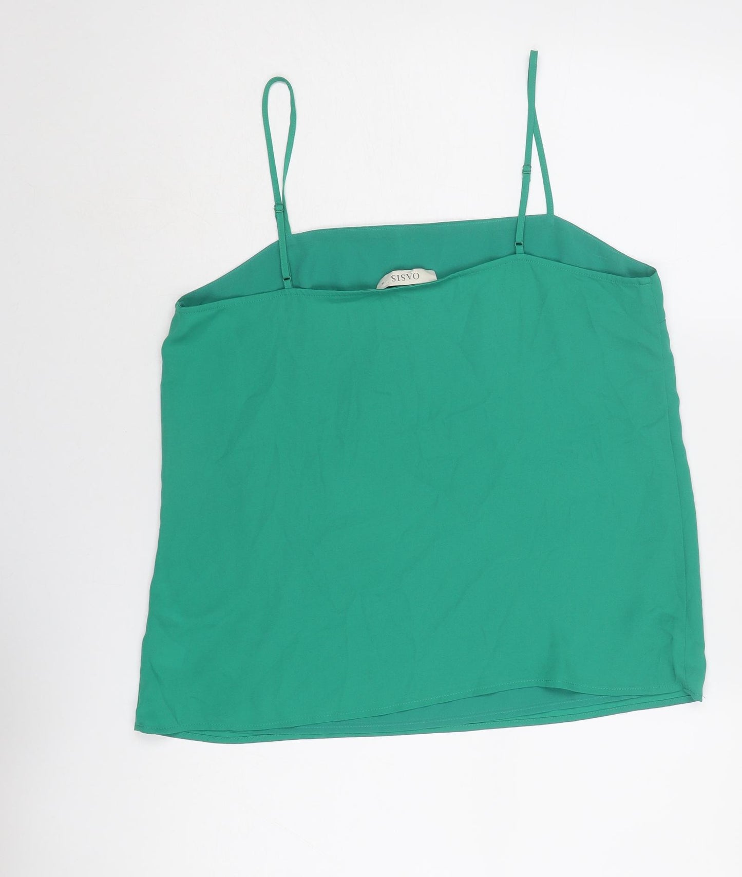 Oasis Womens Green Polyester Basic Tank Size 14 Round Neck