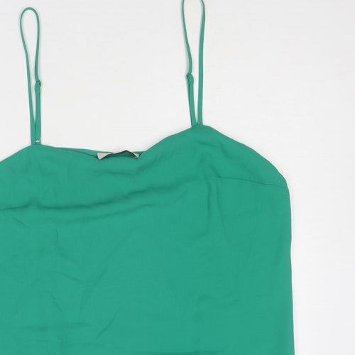 Oasis Womens Green Polyester Basic Tank Size 14 Round Neck