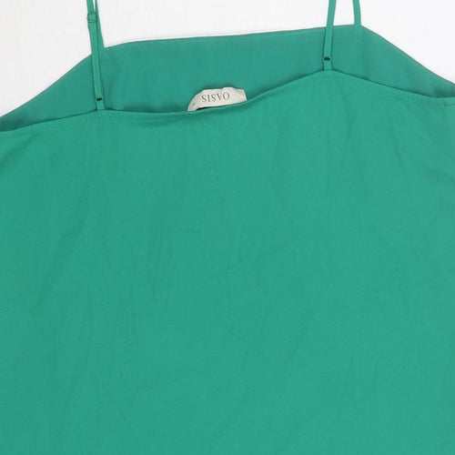 Oasis Womens Green Polyester Basic Tank Size 14 Round Neck