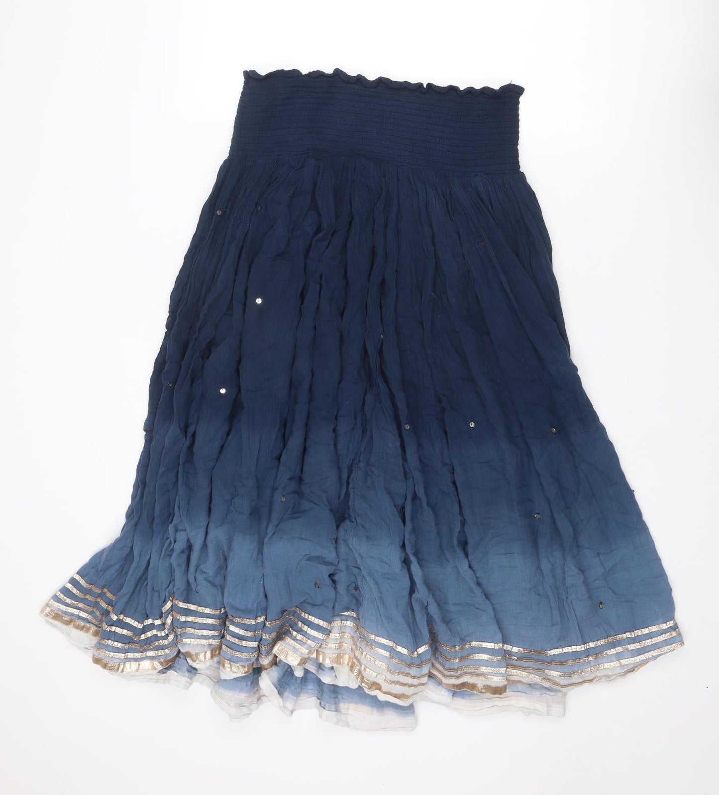 Monsoon Womens Blue Cotton Peasant Skirt Size L