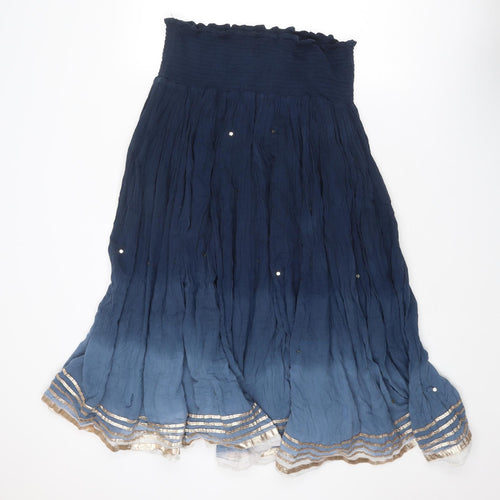 Monsoon Womens Blue Cotton Peasant Skirt Size L