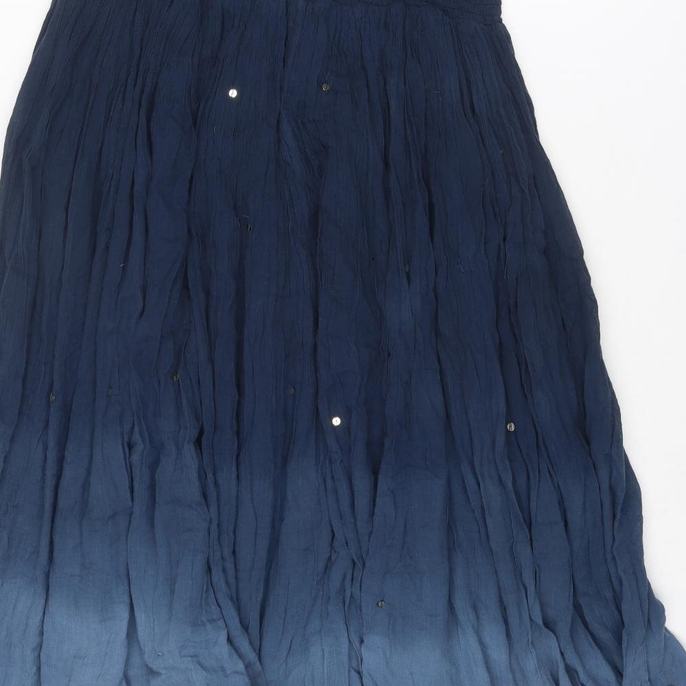 Monsoon Womens Blue Cotton Peasant Skirt Size L