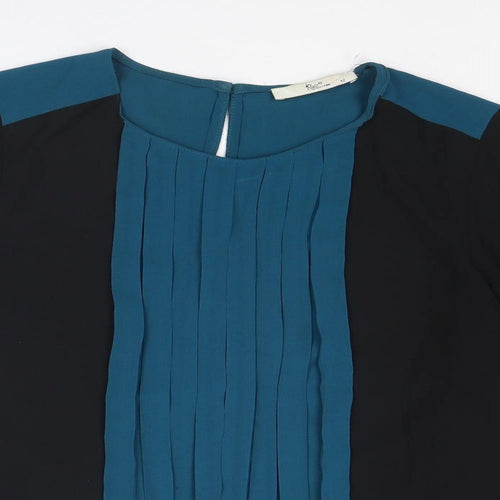 Klass Womens Black Polyester Basic Blouse Size 12 Round Neck