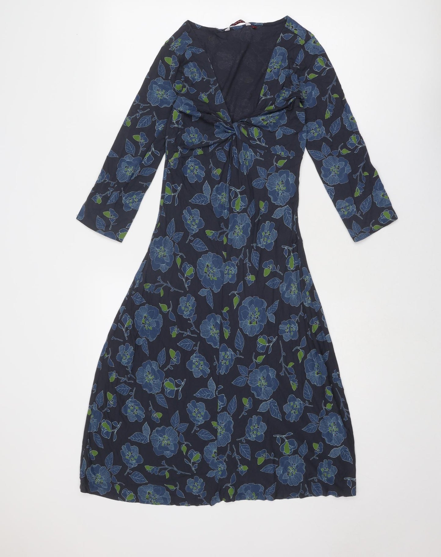 White Stuff Womens Blue Floral Viscose A-Line Size 8 V-Neck Pullover
