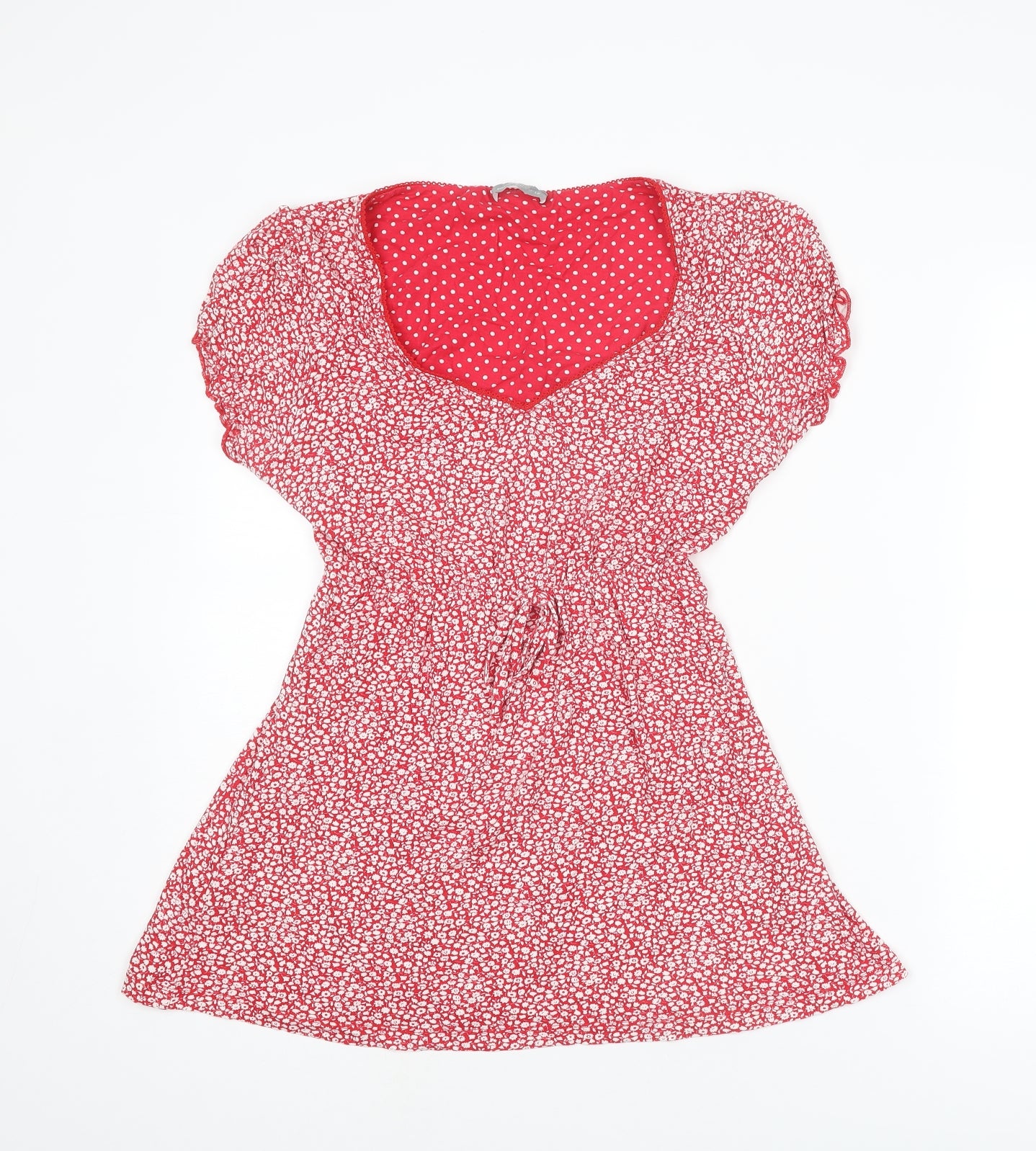 Per Una Womens Red Floral Viscose Basic Blouse Size 12 V-Neck