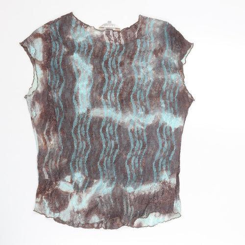 Lakeland Womens Multicoloured Geometric Polyester Basic T-Shirt Size 14 Round Neck