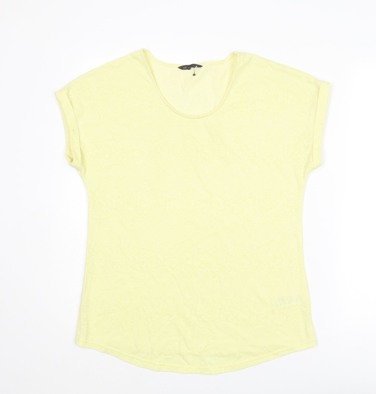 Marks and Spencer Womens Yellow Polyester Basic T-Shirt Size 10 Round Neck